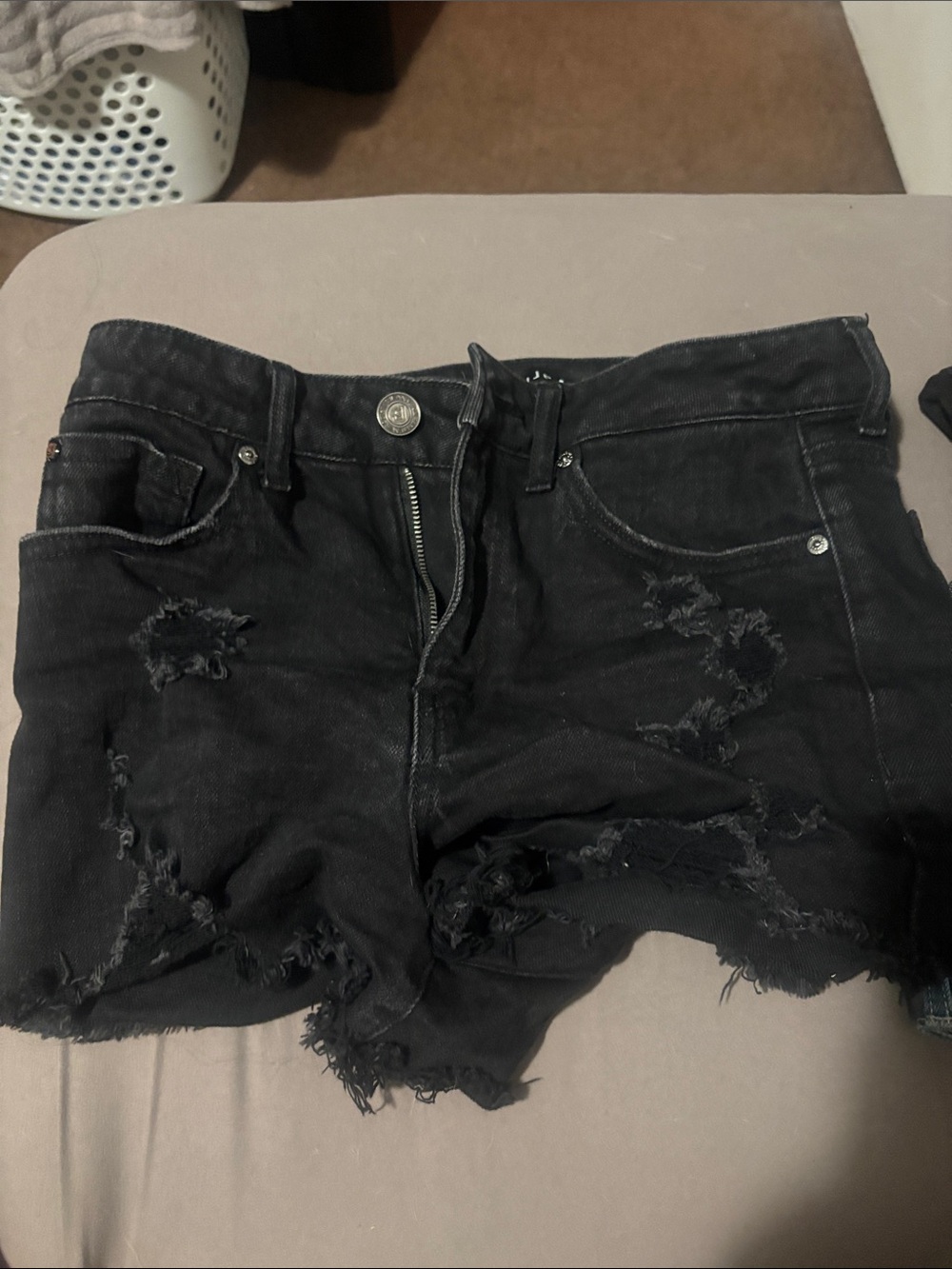 Women's Black Distressed Denim Shorts